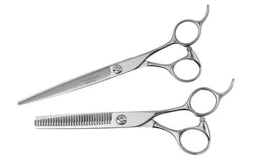 2 Hair dressing scissors on white background